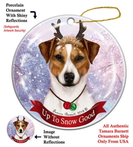 Up to Snow Good Ornament - Uncropped Tan and White Rat Terrier - Picture 1 of 1
