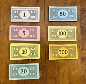 Monopoly Money Replacement Pieces Money Only $1 $5 $10 $20 $50 $100 $500 1997