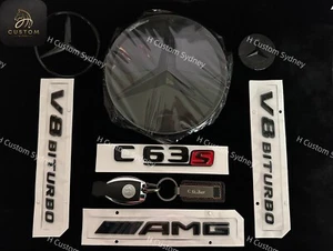 C63s Gloss Black Badges Set For Mercedes C63s 2015-2018 W205 C205 S205 A205 ONLY - Picture 1 of 7