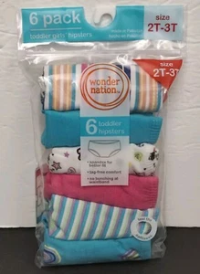 Wonder Nation Little Girl Hipster Underwear, 6 Pack, Size 2T-3T - Picture 1 of 6