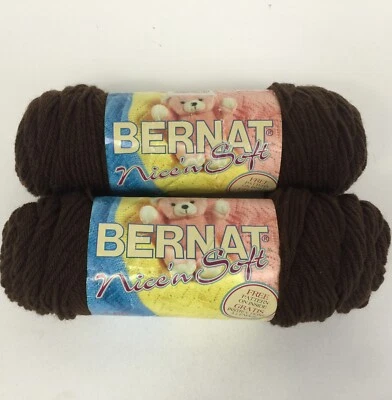 2 винтажные мотки Bernat 3 унции изящная и мягкая 4-слойная акриловая пряжа кофе 4421 - Изображение 1 из 4
