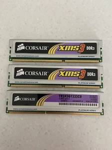 Corsair XMS3 DDR3 3GB TR3X3G133C9  DDR3-1333MHz Platinum Series KIT (3 Sticks) - Picture 1 of 1