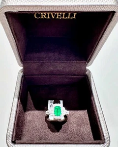 Anello Crivelli in oro bianco con diamanti e smeraldo CRV2516 - Imagen 1 de 3