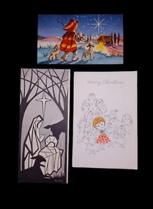 Vintage Christmas Cards Greetings Children Sheep Angles Nativity Used - Picture 1 of 9