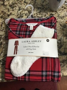 Womens Red Plaid Pajama Set with Socks by Laura Ashley, Size 2X, NWT - Picture 1 of 3