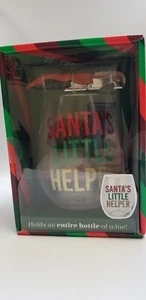 Santas Little Helper Oversized Wine Glass with Corkscrew Bottle Opener Christmas - Picture 1 of 12
