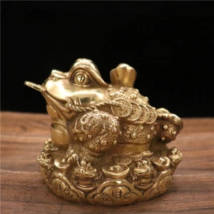 4" alte chinesische Kupfer goldene Kröte Ornament Home Ornament # - Bild 1 von 6