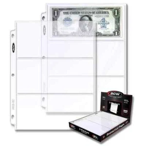 25 BCW 3 Pocket Currency Pages Clear Album Pages for US Bills Archival Quality - Picture 1 of 1