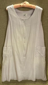 Kiki New York House Dress 3/4 Zip Pockets ~ 41” Long ~ Purple Gingham Soft EUC - Picture 1 of 7