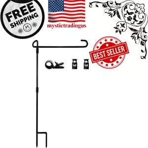 Garden Flag Stand-Holder-Pole with Garden Flag Stopper and Anti-Wind Clip for... - Picture 1 of 8