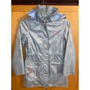 NWOT Disney Store Girl's Frozen Blue Rain Jacket Coat Size 9/10 Anna Elsa - Picture 1 of 12