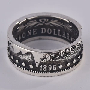 Alloy Vintage Ring Morg Dollar 1896 Ring Morgan Silver Ring Vintage Silver Rings - Picture 1 of 6