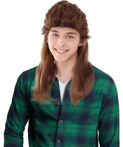 80's Mullet Wig, Honey Brown Retro Wig for 80's Events, Halloween - Picture 1 of 9