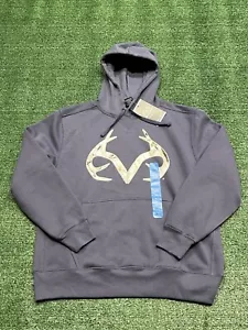 RealTree Snow Camo Antler Logo Hoodie Men's Large Blue Pullover - Picture 1 of 7