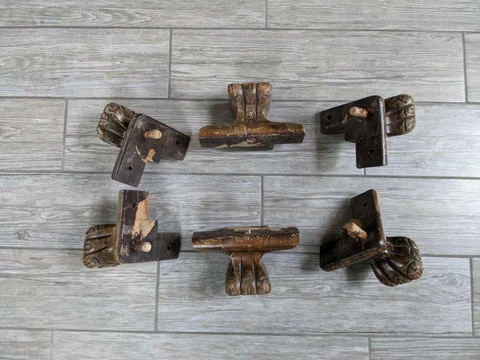 antique CLAW wooden ART DECO furnitue feet SET OF 6 vintage GOTHIC chippendale Cover