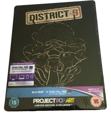 DISTRICT 9 BLU-RAY STEELBOOK  LIMITED EDITION POP ART UK RELEASE  Sealed NEW - Image 1 of 2