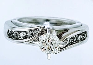 14k White Gold Ladies Engagement Fancy Setting Ring w/ Natural Diamonds 1.0 TCW - Picture 1 of 12