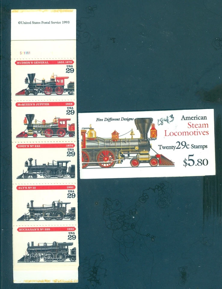 US 2843-2847 BK 216 American Steam Locomotives, Booklet/20, MNH see description - Image 1 of 1