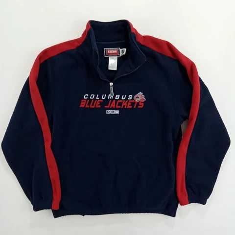 CCM Hockey Columbus Blue Jackets Pullover 1/4 Zip Fleece Sweater Size M NHL Cover