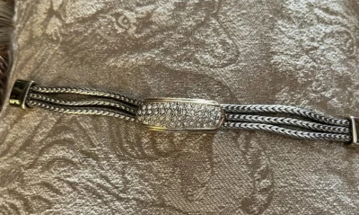 Crystal faced gold and silver rope detailed bracelet - Image 1 of 4