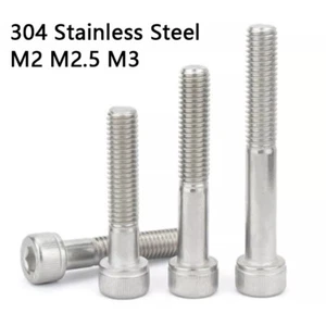 M2 M2.5 M3 Socket Allen Cap Head Hex Hexagon Screws Bolts 304 Stainless Steel - Picture 1 of 9