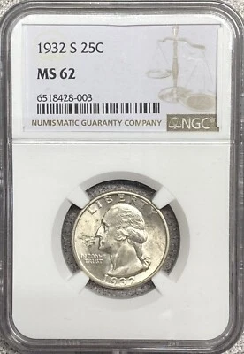 1932-S Washington Quarter NGC MS62 - Image 1 of 4