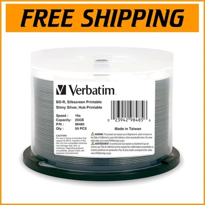 25GB Shiny Silver Blu-Ray Discs - Perfect for High Def Backups, 50-Pack - Image 1 of 2