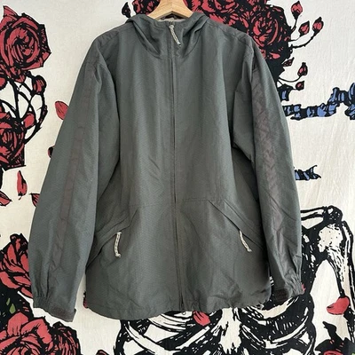 VTG Y2K Stussy Gray Zip Cinch Windbreaker Anorak Hooded Nylon Rain Jacket M - Image 1 of 4
