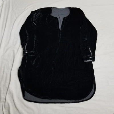 Vestido Camisa CP Tonos Terciopelo Mujer Pequeño Negro Túnica Aplastado Lagenlook Boho Foto 1 de 4