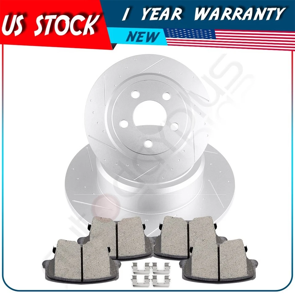 Rear Brake Rotors And Ceramic Pads For Chrysler 300 Dodge Challenger Magnum - Image 1 of 4