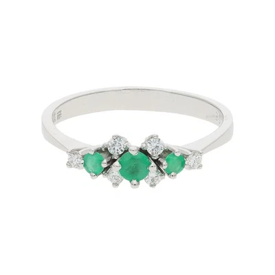 Ring 585/000 (14 Karat) Weißgold mit Smaragd und Brillanten, getragen 25323082 G - Bild 1 von 3