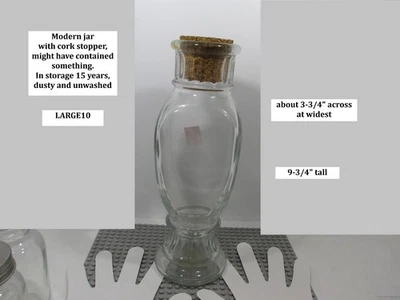 Modern decorative glass jar with large cork stopper, apothecary jar shape - Image 1 of 4