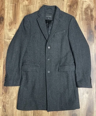 Banana Republic Charcoal Grey Tweed Herringbone Wool Blend Topcoat Men's Medium - Image 1 of 4