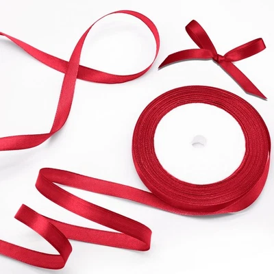 3/8 Inch Satin Ribbon 25 Yards Red Fabric, Gift Wrap Craft Wedding Birthday - Image 1 of 4