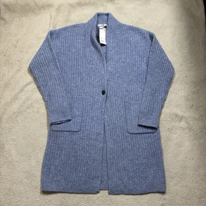 Uniqlo Sweater Womens XS Cardigan Blue Ribbed Knitted Single Button Wool NEW - Picture 1 of 15