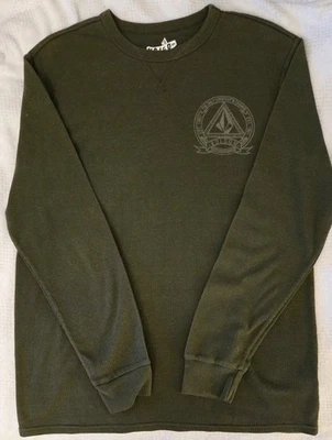 Volcom Mens Army Green  XL Long Sleeve Thermal Pullover Casual Shirt Waffel Knit - Image 1 of 4