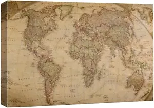 Wall26 Antique Globe World Map Canvas Print Retro Wall Art - Picture 1 of 7