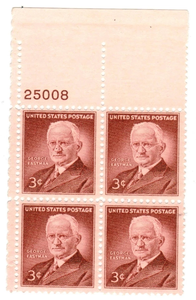 US STAMP Scott #1062 4-Block  1954GEORGE EASTMAN 3c FVF MNH - Image 1 of 1
