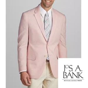40R JOS A BANK Slim Fit Linen Blend Men's Blazer Sportcoat Pink C100800 - Picture 1 of 9