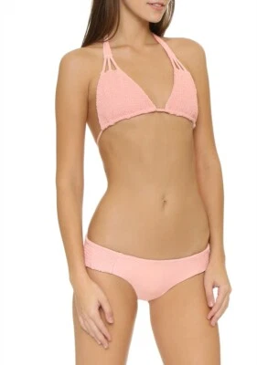 Tori Praver Womens Swimwear Solid Pink Hipster Daisy Bikini Bottoms Size L - Image 1 of 3