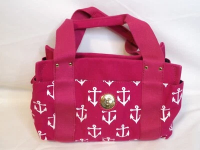 Tommy Hilfiger Caliente Rosa Blanco Ancla Lona Cartera Bolso de Mano Bolso de Playa Foto 1 de 4