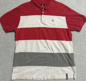 Vintage SouthPole Waldo Stripe Polo Shirt Mens XL Red White Gray Heavy Cotton - Picture 1 of 9