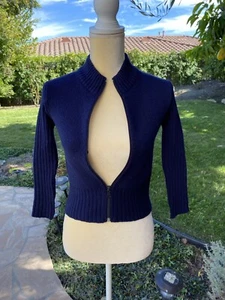 Vintage ZARA Girls Winter Collection Navy Blue Zip Up Cardigan Size 6-8 Sweater - Picture 1 of 11