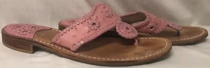 JACK ROGERS ICONIC JACK FLAT NAVAJO SANDALS PINK OSTRICH LEATHER THONG STYLE 10 - Picture 1 of 7