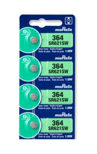 Murata 364 (SR621SW) Silver Oxide Watch Battery (4 Count) - Replaces Sony 364 - Picture 1 of 8