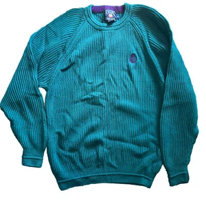 Chaps Ralph Lauren Sweater Medium Vintage Rare Turquoise Purple Mens Oversized - Picture 1 of 3