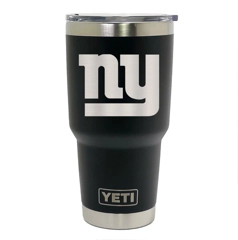 New York Giants YETI Laser Engraved Colster, 20 or 30 oz. Black Tumbler Cover