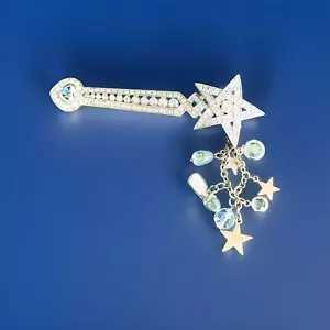 Kirks Folly Remember The Magic Wand Silver Tone Dangle Brooch Pin Vintage - Picture 1 of 7