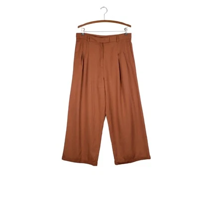Free People Wide Leg Trouser Pants Cuffed Pleated Rust High Rise Womens Size 10  - Image 1 of 4