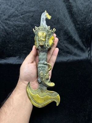 Замечательный Редкий Винтажный Тибетский Бронзовый Ритуальный Топор Ваджра Дордже Пхурба Ям Картика - Изображение 1 из 4